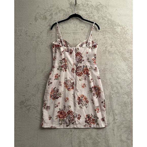 Brock Collection x H&M Powder Pink Corset Dress sz. M Twee Linen Blend Floral - Picture 2 of 8